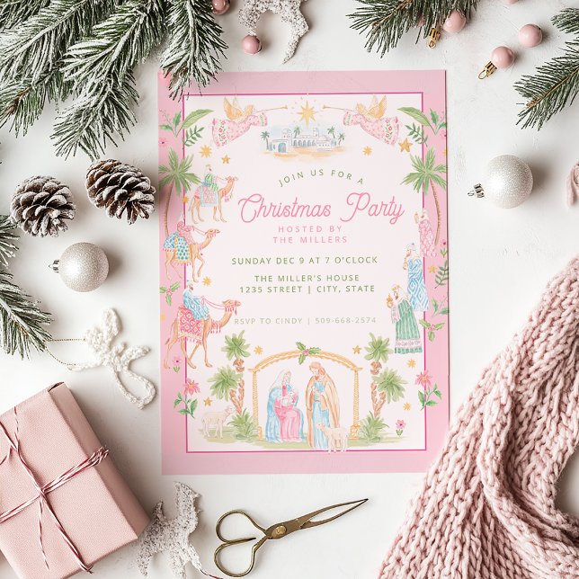 Invitation Fête de Noël Pastel de la Nativité (Créateur téléchargé)