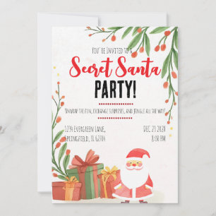 Invitation Fête de Noël Père Noël en aquarelle