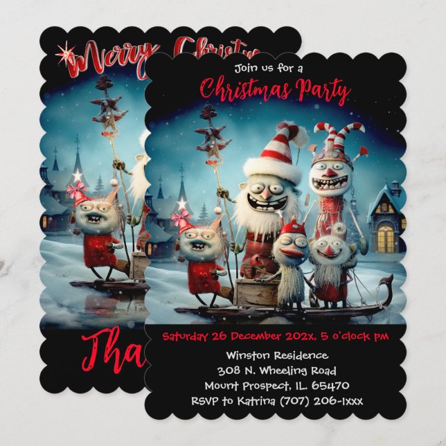 Invitation Fête de Noël personnalisée drôle (Devant / Derrière)