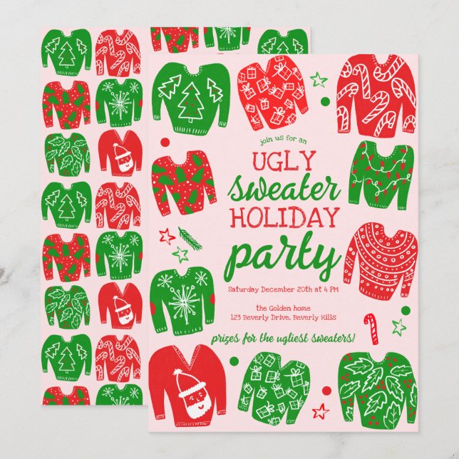 Invitation Fête de Noël PEU DOUCE FÊTE FÊTE SUR MESURE (Devant / Derrière)
