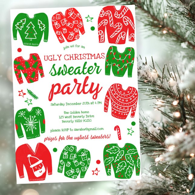Invitation Fête de Noël PEU DOUCE FÊTE FÊTE SUR MESURE (UGLY SWEATER Christmas Holiday Party Cute Custom Invitation
)