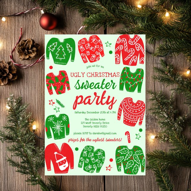 Invitation Fête de Noël PEU DOUCE FÊTE FÊTE SUR MESURE (UGLY SWEATER Christmas Holiday Party Cute Custom Invitation
)