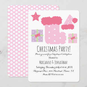 Invitation Fête de Noël Pink Mix thème de vacances