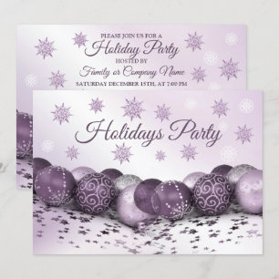 Invitation Fête de Noël Pink Purple Orament Snowflakes