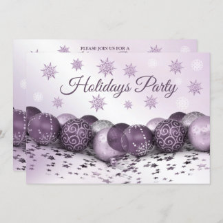 Invitation Fête de Noël Pink Purple Orament Snowflakes