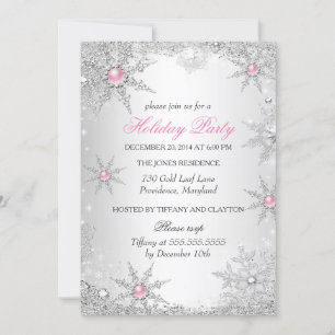 Invitation Fête de Noël Pink Winter Wonderland 4a