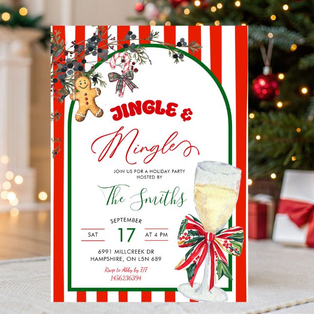 Invitation Fête de Noël Plaid Bow Prépa Jingle et Mingle (Créateur téléchargé)