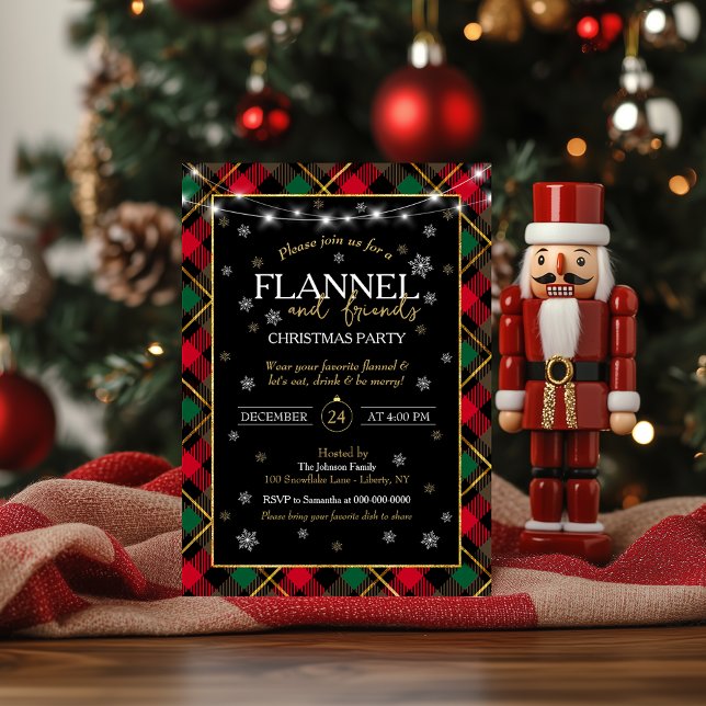Invitation Fête de Noël Plaid Flannel et Amis (Créateur téléchargé)