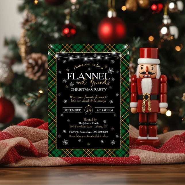 Invitation Fête de Noël Plaid Flannel et Amis  (Créateur téléchargé)