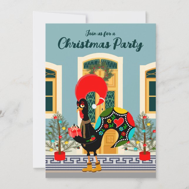 Invitation Fête de Noël Portugaise à la Maison avec Coq (Devant)