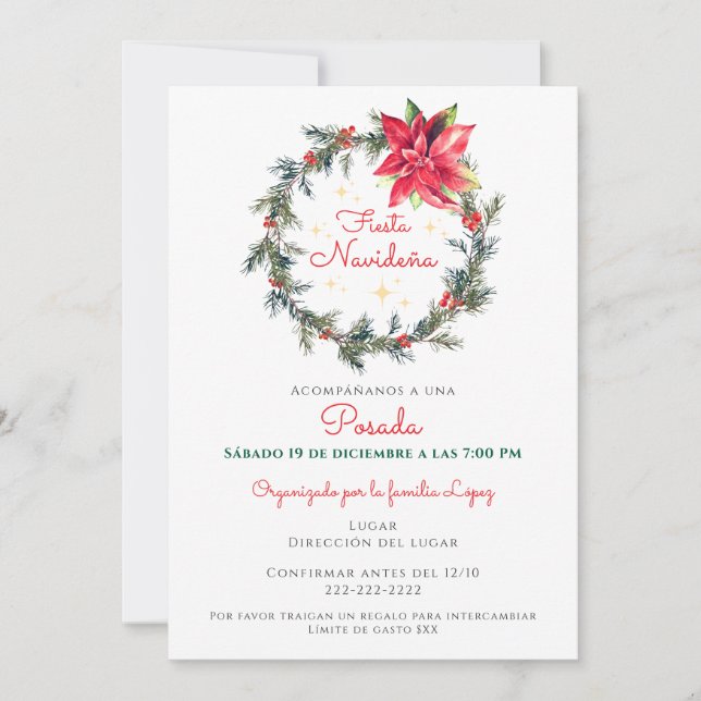 Invitation Fête de Noël Posada de Noël espagnol (Devant)