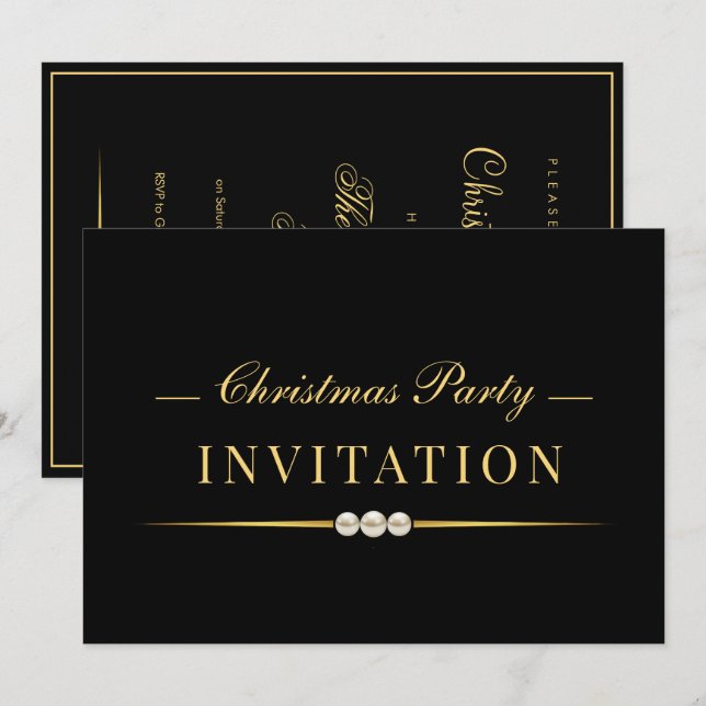 Invitation Fête de Noël Posh Glamour Or (Devant / Derrière)
