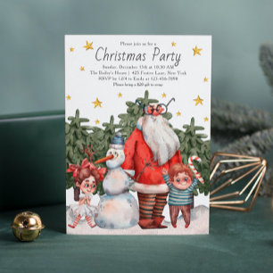Invitation Fête de Noël pour enfants avec bonhomme de neige e
