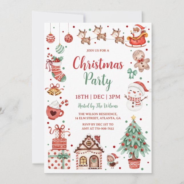 Invitation Fête de Noël pour Enfants Mignons (Devant)