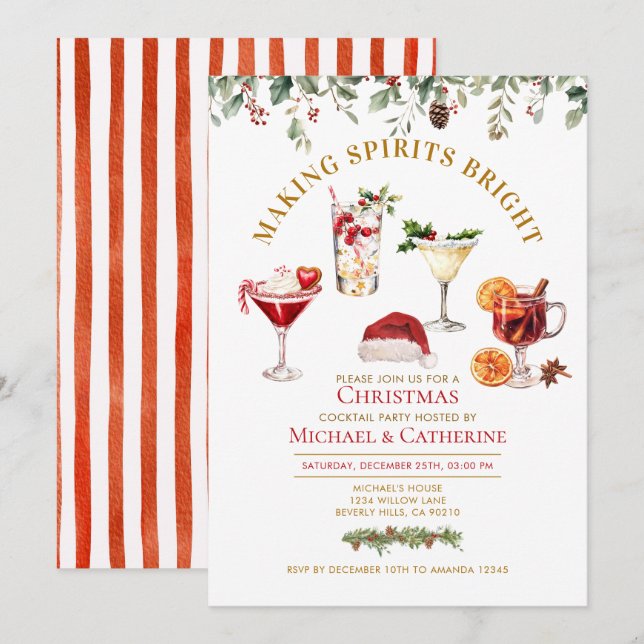 Invitation Fête de Noël pour illuminer l'esprit (Devant / Derrière)