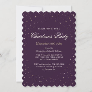 Invitation Fête de Noël pourpre étoile