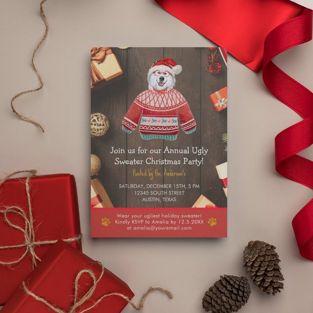 Invitation Fête de Noël Pull Alaskan Ugly Christmas Party (Front)
