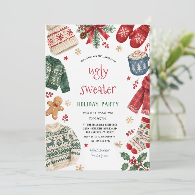 Invitation Fête de Noël Pull de Noël Cosy Ugly Sweater Co (Debout devant)