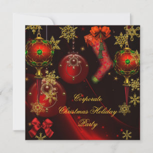 Invitation FÊTE DE NOËL Red Gold Holiday Corporate