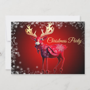 Invitation Fête de Noël Red Reindeer Vacances d'hiver