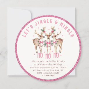Invitation Fête de Noël Reindeer Jingle & Mingle