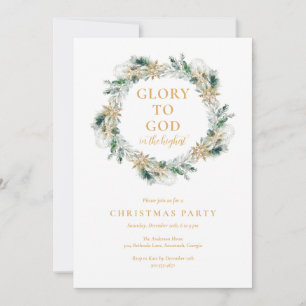Invitation Fête de Noël Religieuse avec Verdure d'Hiver Moder