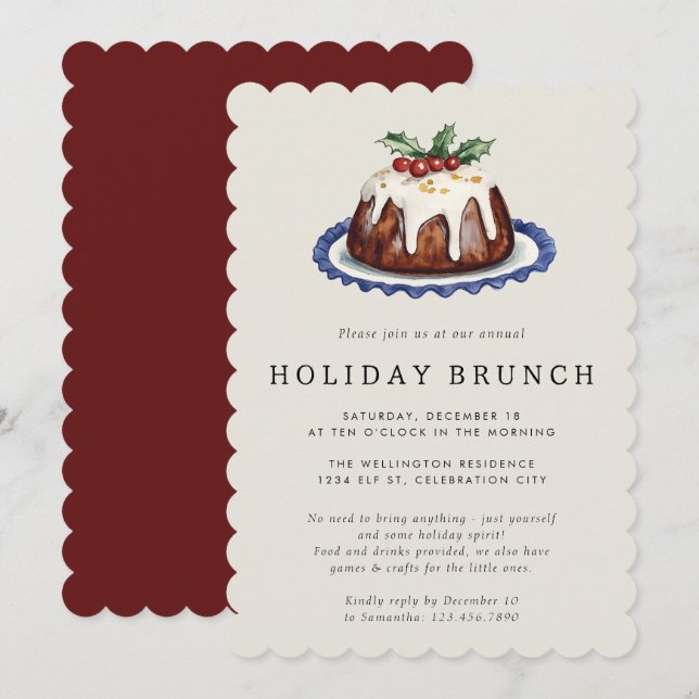 Invitation Fête de Noël Repas de fête de Noël Brunches de Noë (Devant / Derrière)