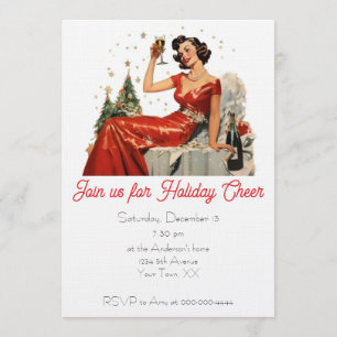 Invitation Fête de Noël Retro 50's Lady in Red