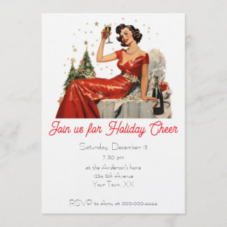 Invitation Fête de Noël Retro 50's Lady in Red