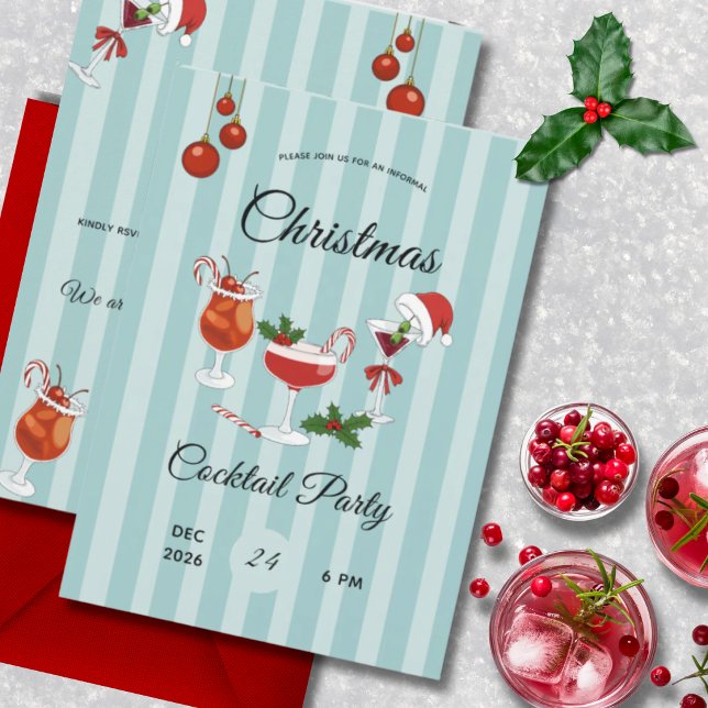 Invitation Fête de Noël rétro cocktail  (Créateur téléchargé)