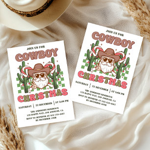 Invitation Fête de Noël Retro Cowboy Fêtes occidentales