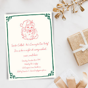 Invitation Fête de Noël rétro du Père Noël - Doodle fantaisis