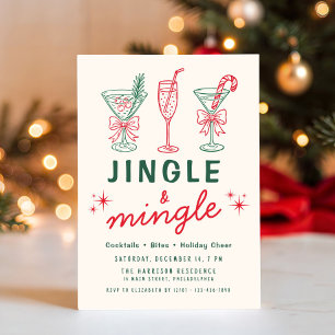 Invitation Fête de Noël Retro Jingle Mingle