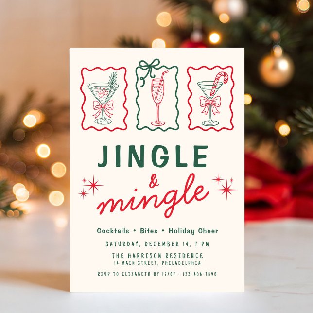 Invitation Fête de Noël Retro Jingle Mingle (Retro Jingle Mingle Christmas Party Invitation
)