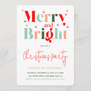 Invitation Fête de Noël Rétro Joyeuse et Lumineuse