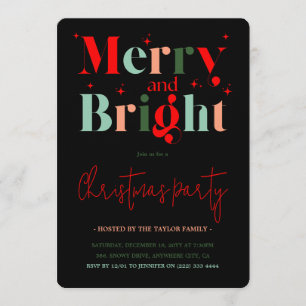 Invitation Fête de Noël Rétro Joyeuse et Lumineuse