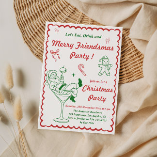 Invitation Fête de Noël Rétro Merry Friendsmas