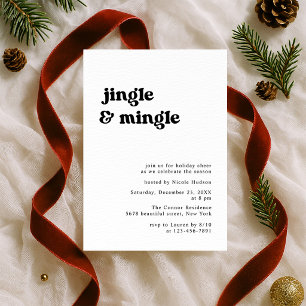 Invitation Fête de Noël rétro minimaliste Jingle And Mingle