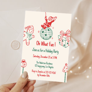 Invitation Fête de Noël Rétro Santa Oh Quelle Amusement