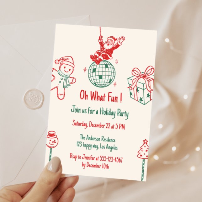 Invitation Fête de Noël Rétro Santa Oh Quelle Amusement (Créateur téléchargé)
