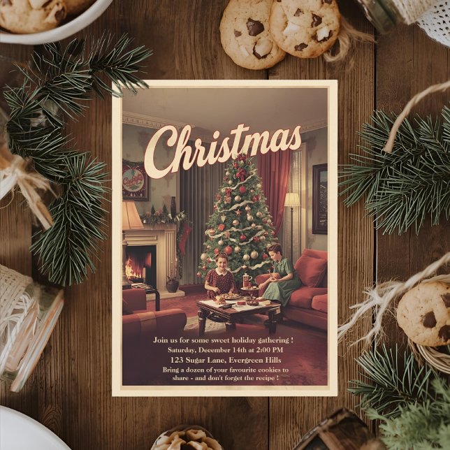 Invitation Fête de Noël rétro vintage  (Créateur téléchargé)