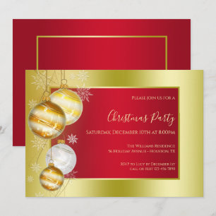 Invitation Fête de Noël romantique Ruby & Gold