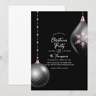 Invitation Fête de Noël rose et noir