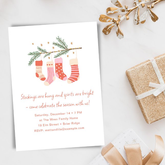 Invitation Fête de Noël rose fantaisiste et mignonne (Créateur téléchargé)