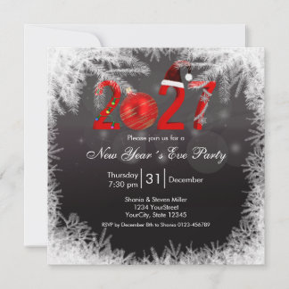 Invitation Fête de Noël Rouge 2027 Réveillon du Nouvel An
