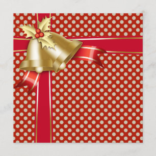 Invitation Fête de Noël rouge de point d'or