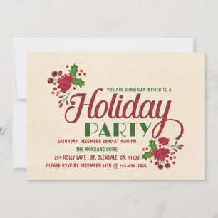 Invitation Fête de Noël rouge et vert
