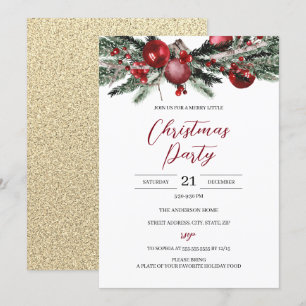 Invitation Fête de Noël Rouge Floral Budget