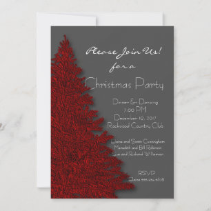 Invitation Fête de Noël rouge profond et gris charbon