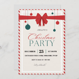 Invitation Fête de Noël Rouge Vert